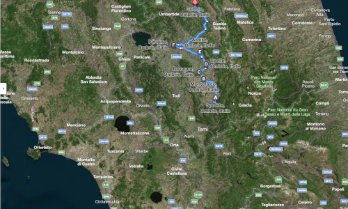 carte des routes de saint francois d-assise en ombrie